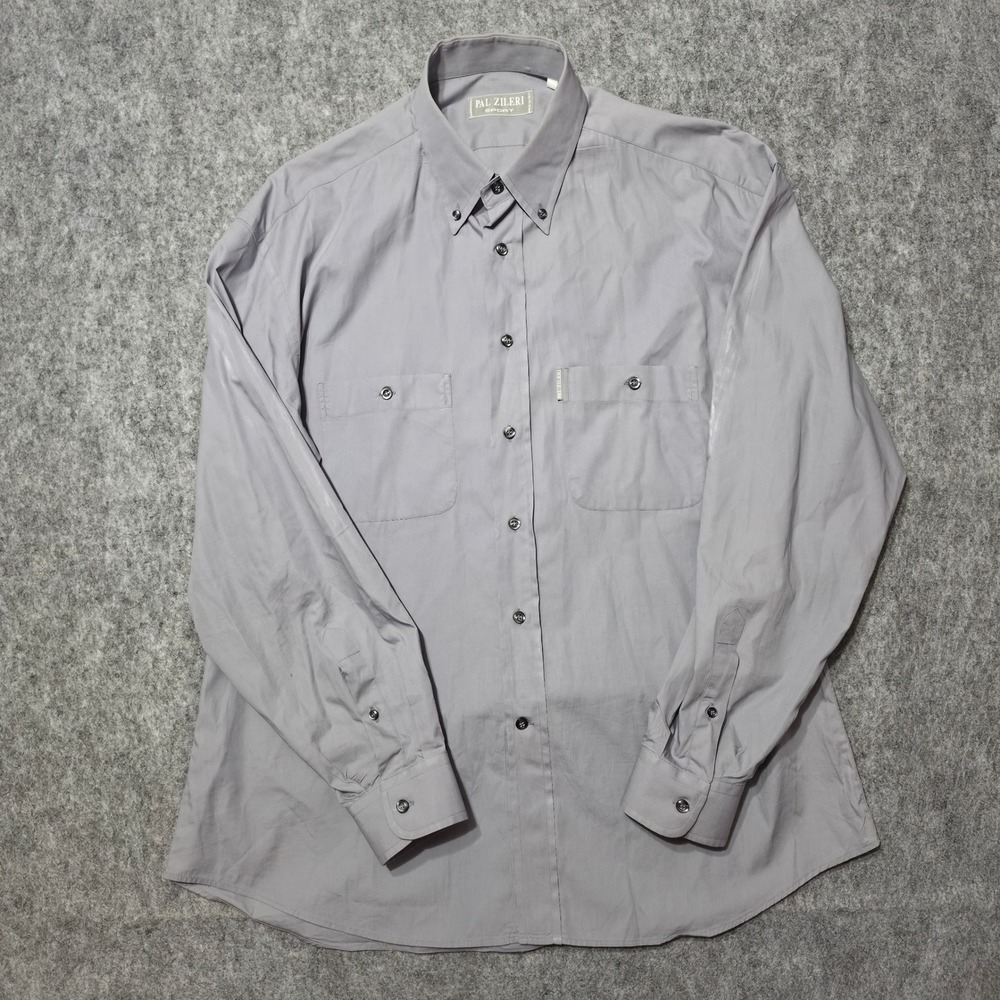Pal Zileri Sport Mens Gray Button Down Shirt Long Sleeve Made in Italy XL